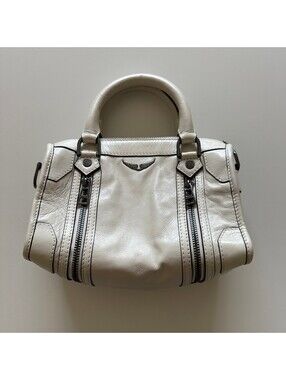 Zadig & Voltaire Sunny XS White Leather Handbag with Double Zipper Detail